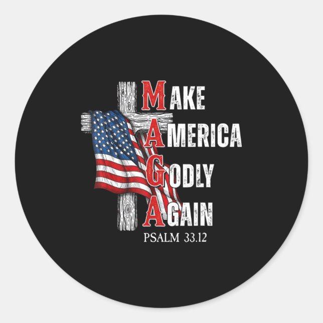 Jesus Make America Godly Again American Patriot Ch Runder Aufkleber (Vorderseite)