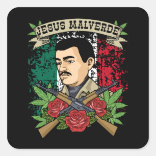 Jesus Malverde Gift Women & Men Jesus Malverde Quadratischer Aufkleber