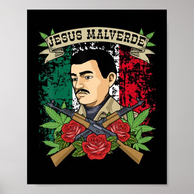 Jesus Malverde Shirt für Frauen und Männer gibt Je Poster (Vorne)
