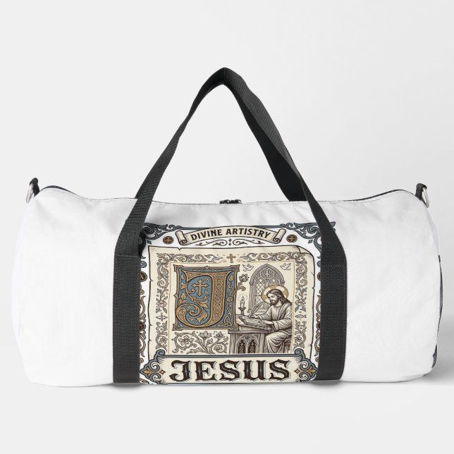 Jesus-Manuskript Jesus Christlicher Glaube Vintage Duffle Bag (Vorderseite)