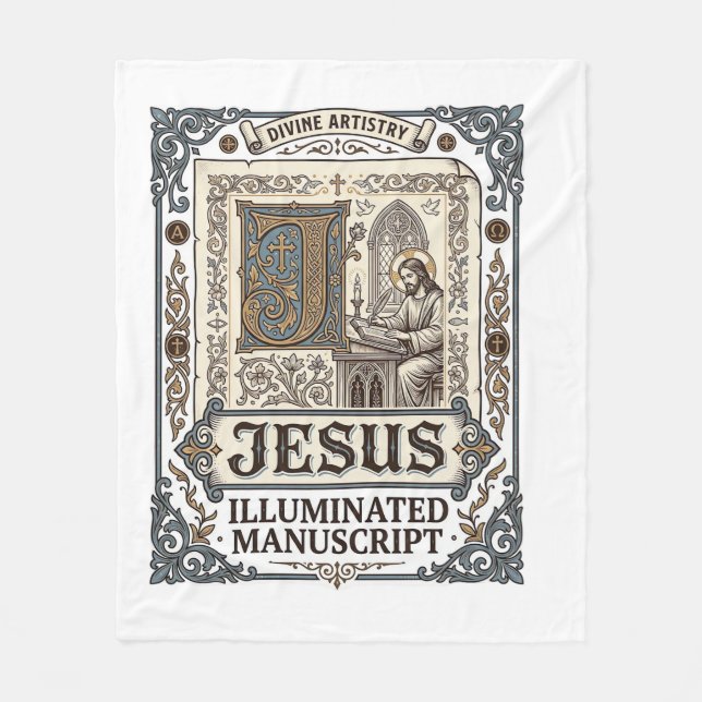 Jesus-Manuskript Jesus Christlicher Glaube Vintage Fleecedecke (Vorderseite)