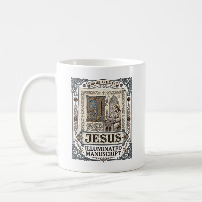 Jesus-Manuskript Jesus Christlicher Glaube Vintage Kaffeetasse (Links)
