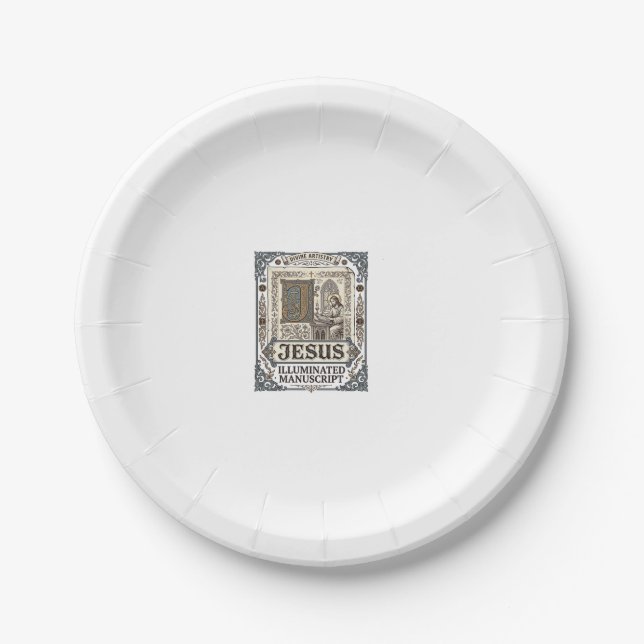 Jesus-Manuskript Jesus Christlicher Glaube Vintage Pappteller (Vorderseite)