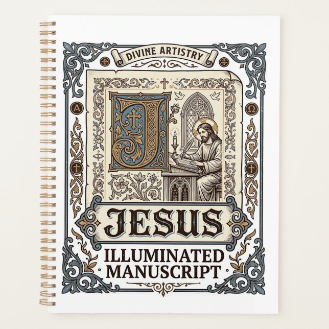 Jesus-Manuskript Jesus Christlicher Glaube Vintage Planer (Vorderseite)