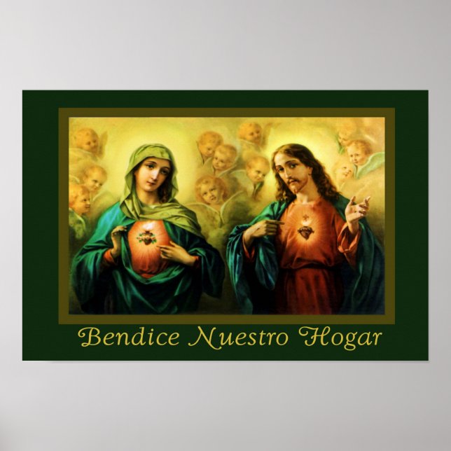 Jesus & Maria Bendice Nuestro Hogar Spanisch Poster (Vorne)