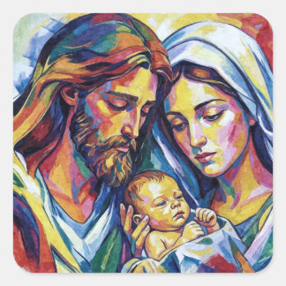 Jesus Maria und Josef Quadratischer Aufkleber