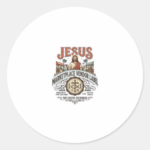 Jesus Marktplatz Verkäufer Label Jesus Marktplatz  Runder Aufkleber