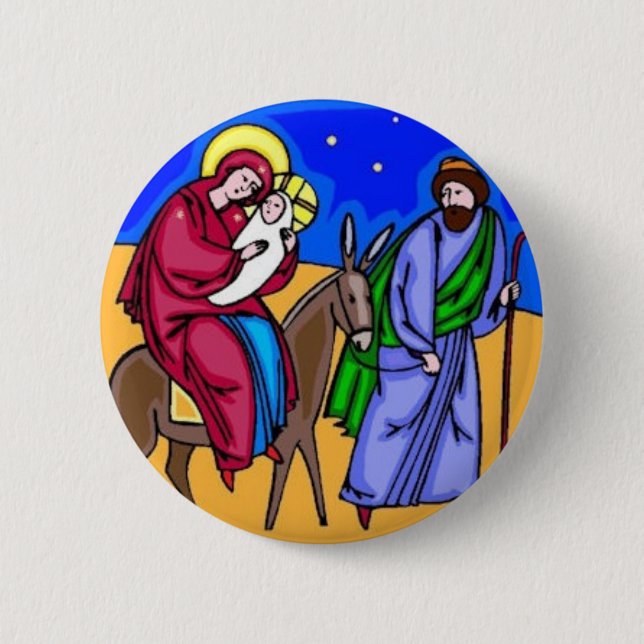 Jesus Mary Joseph Nativity-Retro Button (Vorderseite)