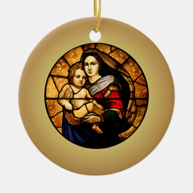 Jesus ~ Mary ~ verkettetes Glas Keramik Ornament (Vorne)