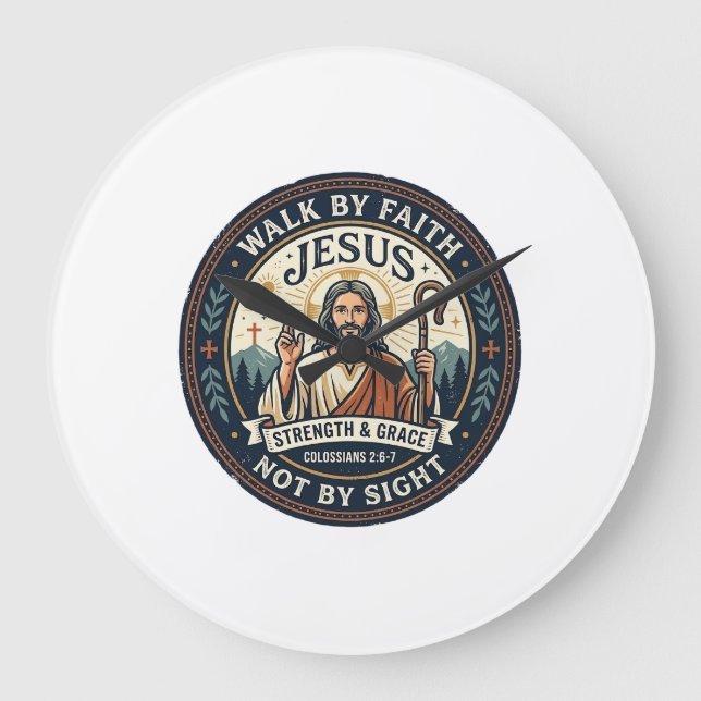 Jesus Matcha Cafe Trend Shirt Christliches Grafik_ Große Wanduhr (Vorderseite)