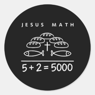 Jesus Mathe 2 Fische 5 Brote speist die 5000 Bibel Runder Aufkleber