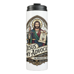 Jesus mein Fürsprecher Jesus Gerichtssaal Anwalt C Thermosbecher