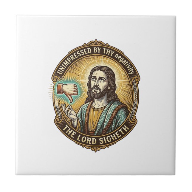 Jesus-Missfallens-Button-Social-Media-Hasser-Troll Fliese (Vorderseite)