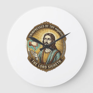 Jesus-Missfallens-Button-Social-Media-Hasser-Troll Große Wanduhr