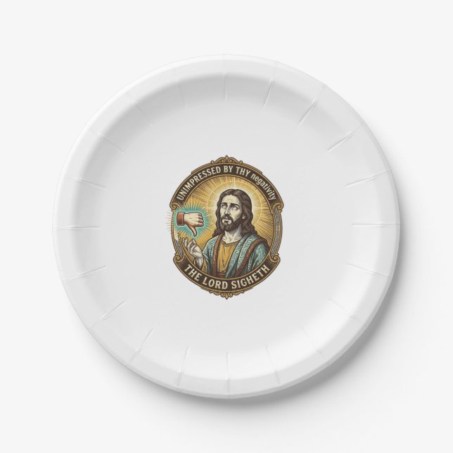 Jesus-Missfallens-Button-Social-Media-Hasser-Troll Pappteller (Vorderseite)