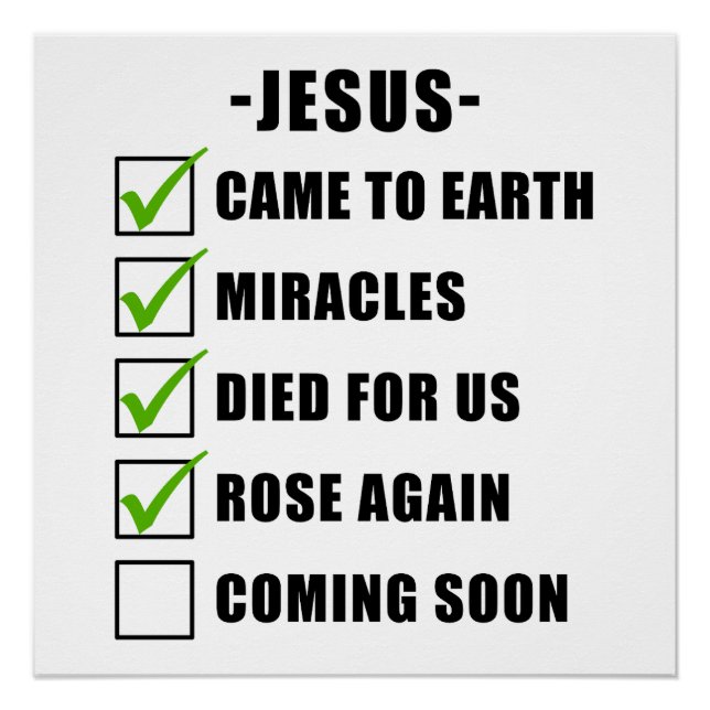 JESUS' Mission Checklist: Christliches Glaubensged Poster (Vorderseite)