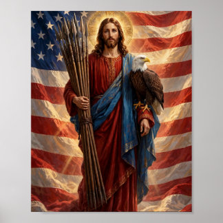 Jesus mit 13 Speeren — Patriotische christliche Ku Poster