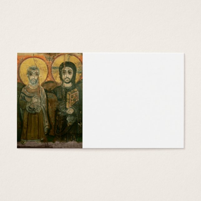 Jesus mit Abt Coptic Icon (Vorderseite)