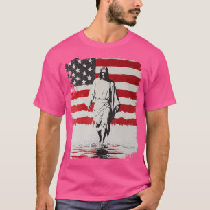 Jesus mit amerikanischer Flagge T-Shirt