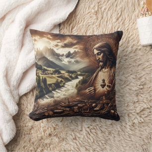 Jesus mit Blick auf die Serengebirgslandschaft Kissen