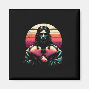 Jesus mit Boxhandschuhen - Funny Christlich Religi Magnet