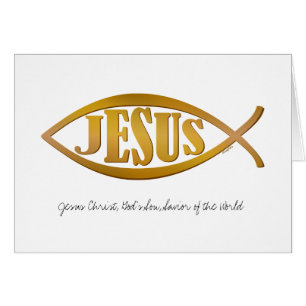 Jesus mit christlichem Fisch-Symbol