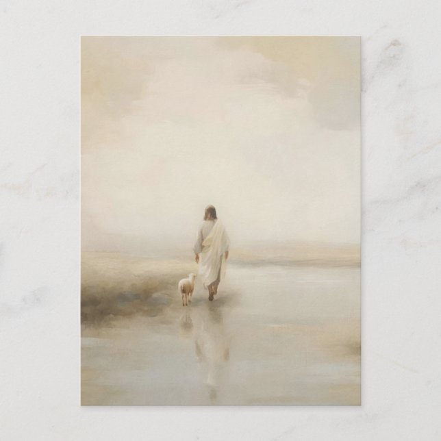 Jesus mit dem verlorenen Lamm Postkarte (Vorderseite)