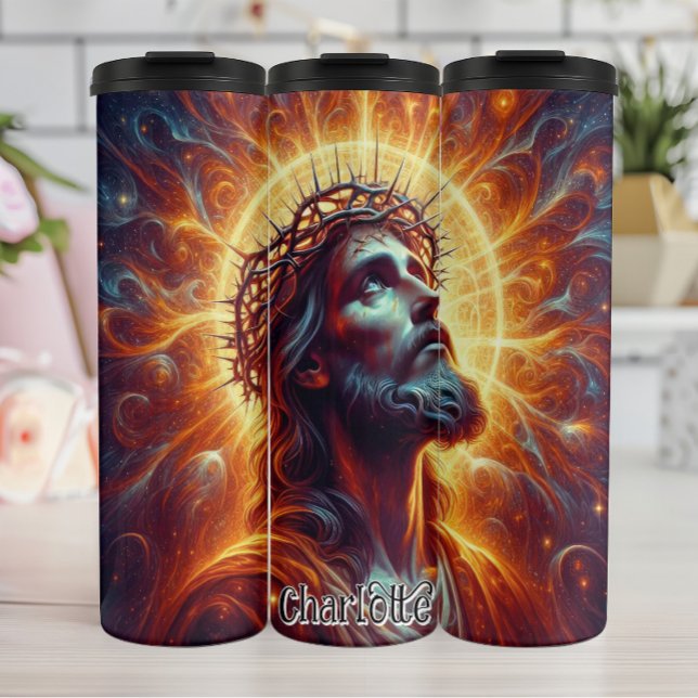 Jesus mit der Krone von Thorns Thermosbecher (Von Creator hochgeladen)
