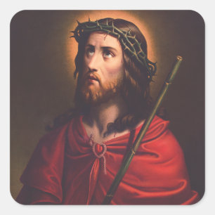 Jesus mit Dornenkrone Quadratischer Aufkleber