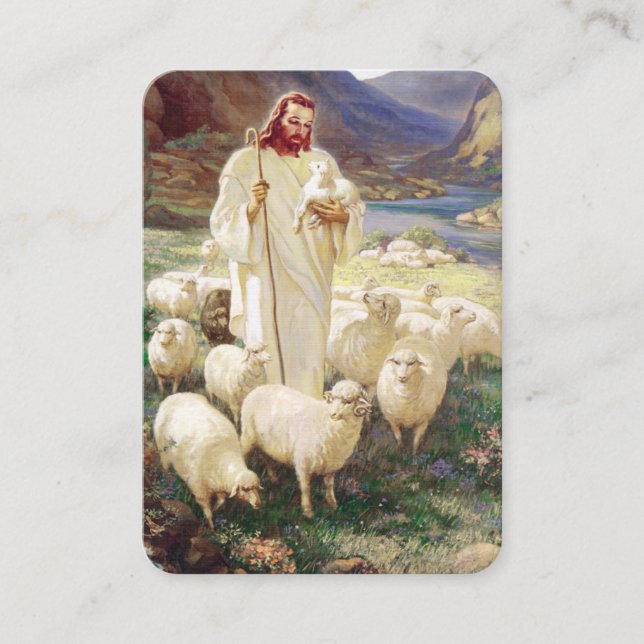 Jesus mit Flock Psalm 23 Gebetskarte Visitenkarte (Vorderseite)