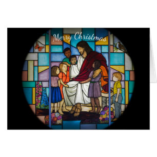 Jesus mit Kindern Buntglasfenster