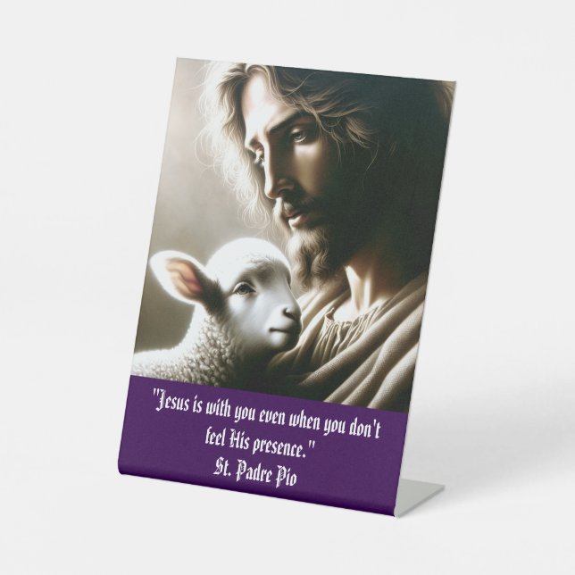 Jesus mit Lamm Sockel Schild (Vorderseite)