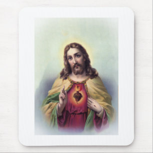 Jesus mit leuchtendem heiligen Herz Mousepad