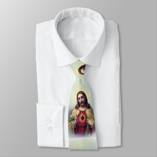Jesus mit leuchtendem Herzen Krawatte (Gebunden)