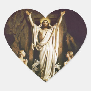 Jesus mit Maria nach Auferstehung Herz-Aufkleber