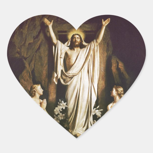 Jesus mit Maria nach Auferstehung Herz-Aufkleber (Vorderseite)