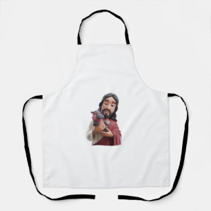 Jesus mit Moo Deng_ Der Pygmäen-Hippo des Glaubens Schürze