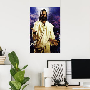 Jesus mit offenen Armen zu dir Poster