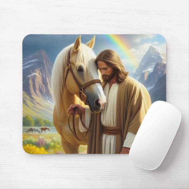 Jesus mit Palomino Pferd in Landschaftlicher Lands Mousepad (Mit Mouse)