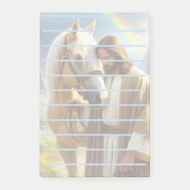 Jesus mit Palomino Pferd in Landschaftlicher Lands Post-it Klebezettel