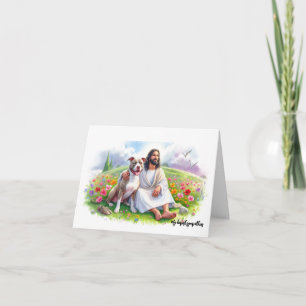 Jesus mit Pit Bull-Dog Loss Beileid Karte