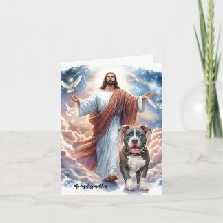 Jesus mit Pit Bull-Dog Loss Tod & Trauerkarte Karte