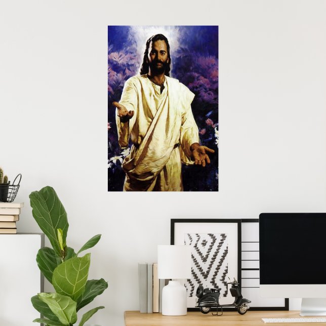 Jesus mit seinen Armen offen Poster (Heimbüro)