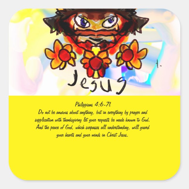 Jesus mit Sonnenblumen, riesige Tasse Magnetnote Quadratischer Aufkleber (Vorderseite)