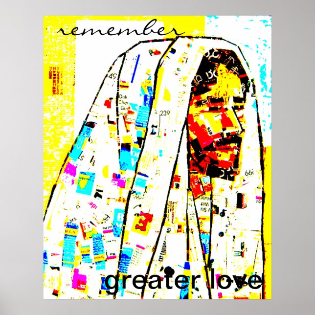 Jesus Modern Art Poster - "Vergiss mehr Liebe" (Vorne)