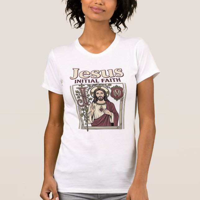 Jesus-Monogramm Anfangs Glaube Jesus-Monogramm Ini T-Shirt (Vorderseite)