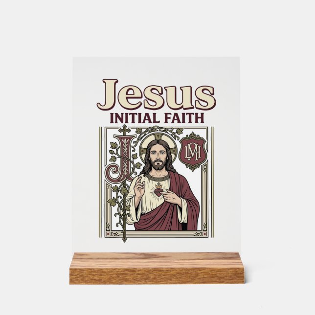 Jesus-Monogramm Anfangsbuchstabe Glaube Jesus-Mono Acrylschild (Vorderseite)