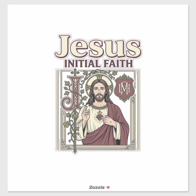 Jesus-Monogramm Anfangsbuchstabe Glaube Jesus-Mono Aufkleber (Blatt)