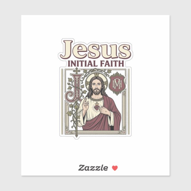 Jesus-Monogramm Anfangsbuchstabe Glaube Jesus-Mono Aufkleber (Blatt)