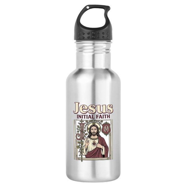 Jesus-Monogramm Anfangsbuchstabe Glaube Jesus-Mono Edelstahlflasche (Vorderseite)